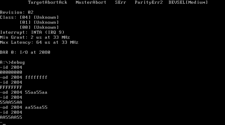 Interrupt status register on VMware ES1371